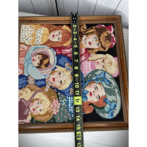 Vintage Needlepoint Something Special Antique Dolls Picture Art 15.5in X 15.5in - Picture 5 of 5